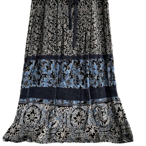 SOLD!! Carole Little Petite 4 Navy Blue Velvet Rayon Paisley Short Sleeve Dress - Picture 6 of 7